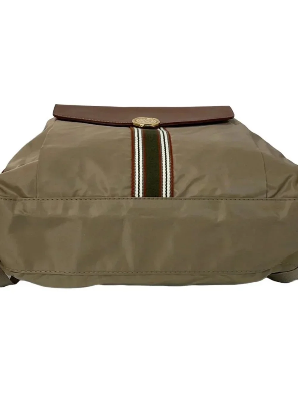 HerSchedule Beige Dark Brown Multi Nylon Leather Backpack